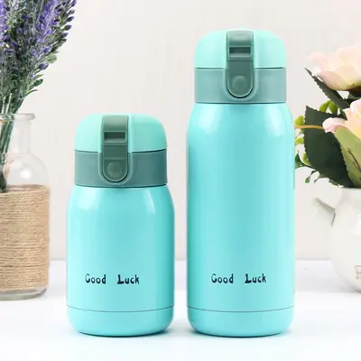 Erinnerungsthermobecher mit Henkel, Spritzbecher, Studentenbecher, Doppelwandbecher für Kinder, Wasserglas aus 304er Edelstahl, vakuumisoliert, mit Deckel, Taschenpantalonbecher