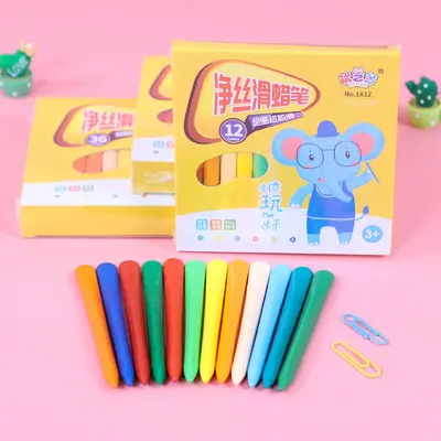 12 renkli yağlı pastel seti çocuk boyama boyama mum boya anaokulu grafiti fırça öğrenci sanat malzemeleri toptan - 11