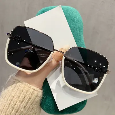 19133 Semi-Rimless Metal Polarized Sunglasses, Coffee Frame - 11