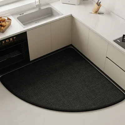 Woven Patterned Fan-Shaped Kitchen Mat, Water and Oil Absorbent, Non-Slip - 10