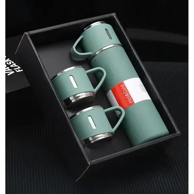 304 Stainless Steel Vacuum Double-Wall Insulated Cup with Three Lids - 4