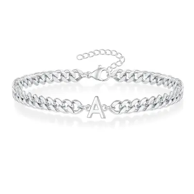 Amazon Hot Sale 26 English Initial Men's Bracelet Stainless Steel Non-Fading Couple Cuban Chain Bracelet Jewelry