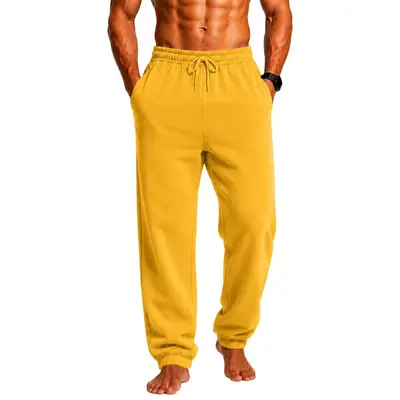 Men's Solid Color Sweatpants, Elastic Waist with Drawstring, Plus Size - 7