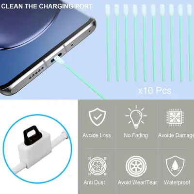 10 个装,USB-C 端口插头,易于抓握的防尘插头盖,带清洁工具组合