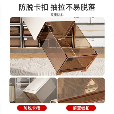 透明收纳盒抽屉式家用桌面整理盒子衣柜衣服衣物内衣裤子储物箱子 - 4