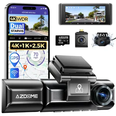 AZDOME araç kamerası üç lens 4K 1080P 1440P GPS