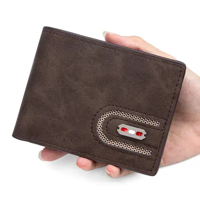 Men's Short Wallet with Multiple Card Slots, Zipper and Banknote Compartment - 7