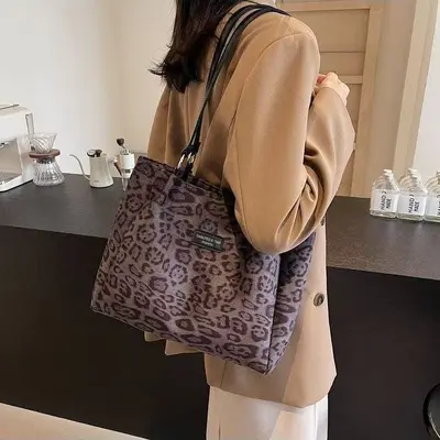 Retro Leopard Print Large-Capacity Women's Shoulder Bag - 1