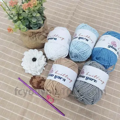 2mm Light-Up Wool Crochet Baby Yarn, Handmade Wool Art Thread - 5