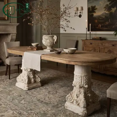 American Country Style Embossed Dining Table for Living Room and Hotel - 1