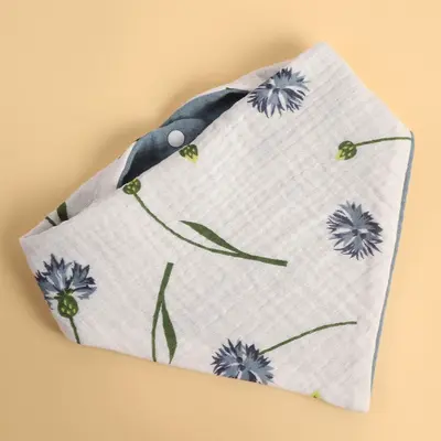 Baby drool cloth four-layer gauze baby absorbent triangle drool cloth bib, contrast color baby bib usable on both sides - 7