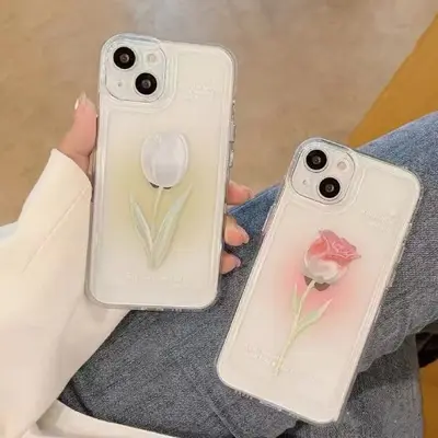 iPhone 17 Pro Max telefon kılıfına uygun sanatsal çiçek desenli boyama, sınır ötesi Apple 16 yeni model 14 Pro Japon/Kore 13/15 - 4