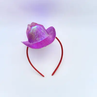 Pink Cowboy Hat with Light Headband, Festival Costume - 10