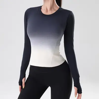Gradient Yoga Top, Long Sleeve, Quick-Dry - 6