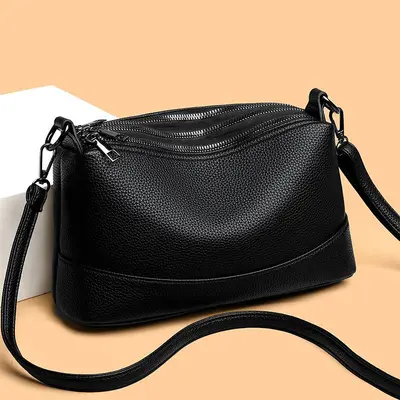 2026 Women's Large Soft Leather Handbag, Solid Color - 7