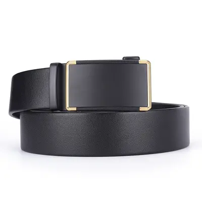 Premium first-layer cowhide leather belt for men, automatic buckle, pure cowhide, simple, casual, versatile, business men's trouser belt