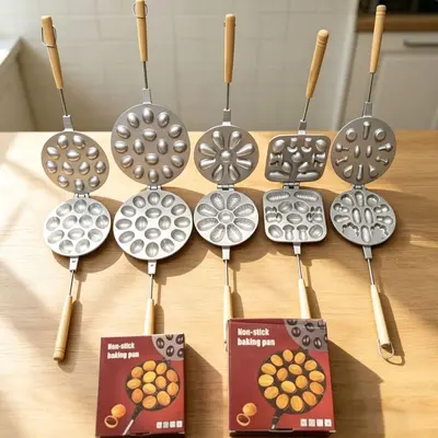 Ev tipi oval waffle kalıbı, gaz ocak için yumurta waffle tavası