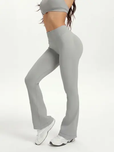 Damen-Yoga-Schlaghose mit Peach-Lift, weites Bein - 5