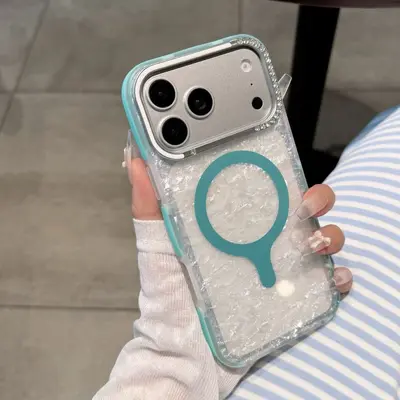 iPhone 17 phone case, glitter star design, premium, full coverage