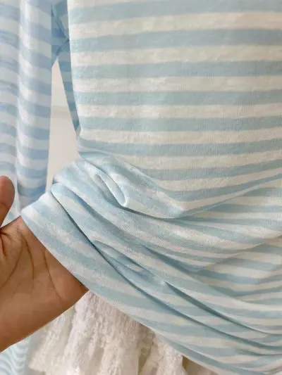 Lyocell Blue Striped Thin Sun Protection Cardigan, Loose Long Sleeve