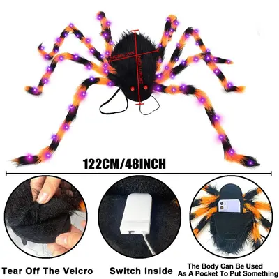 Halloween Spider Backpack with Nine LED Modes - 4