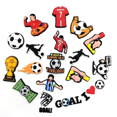 Football Themed Soft Rubber Clog Charms, World Cup Decorative
