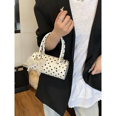 Kadın Küçük Puantiyeli Tote Çanta, Yastık Model Tek Omuz Çapraz Çanta - 3