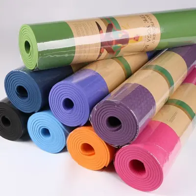 Yoga mat TPE, 183x80x0.6cm, monochrome, for beginners - 2