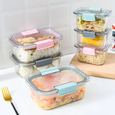 Tritan Plastic Food Storage Container with Lid, Transparent, Microwave-Safe