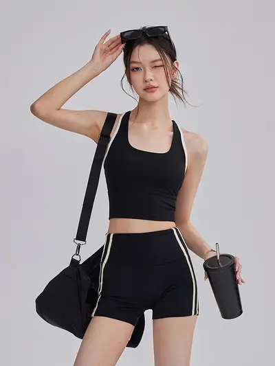 运动套装女夏瑜伽服2026新款工字背心短裤健身服普拉提训练两件套