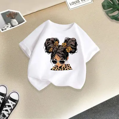 Mädchen Kurzarm-T-Shirt, lockere Passform, Cartoon-Print - 7