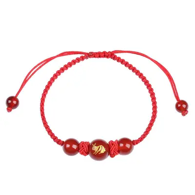2026 Pferdjahr zwölf Tierkreiszeichen rote Schnur Armband Herren und Damen Geburtsjahr geflochtenes rotes Seil Drache Pferd Ratte Hase Rind Armband