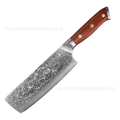 Damascus pattern knife set with rosewood handle chef knife - 7