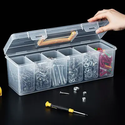 Storage Parts Box Organizer Household Hardware Tools Box Screws Materials Accessories Transparent Portable Compartment Sorting Classification Box