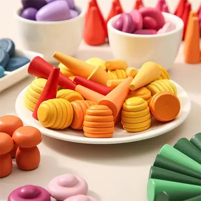 Cross-border Best-Selling Children's Wooden Stacking Rainbow Building Blocks Assembly Educational Montessori Early Learning Teaching Aids Toys Wholesale