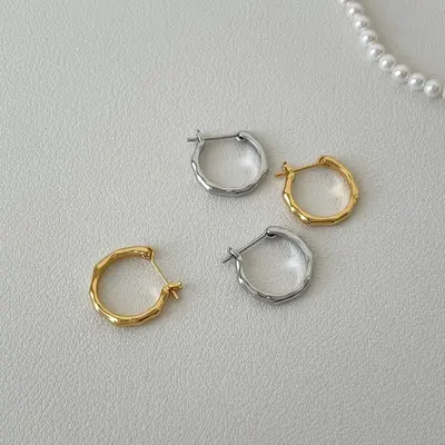 925 Gümüş Kulak Halkası, Düz İğne, Minimalist Tasarım - 4
