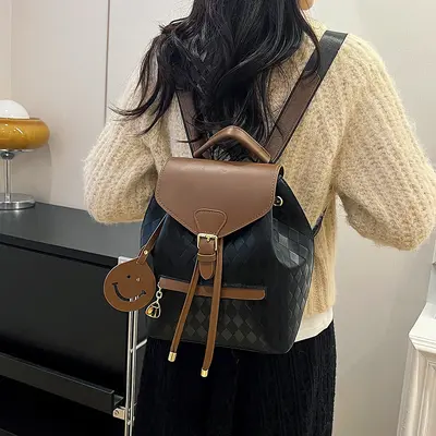 Women's backpack, plaid pattern, business and travel