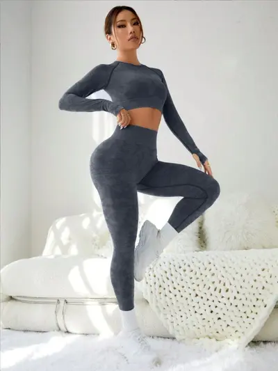 Hollow-Out Long-Sleeve Yoga Set, Butt-Lifting, Quick-Dry - 7