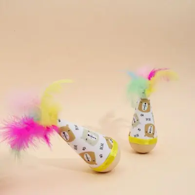 Weeble Feather Cat Teaser Wand, Interactive Self-Play Cat Toy - 13