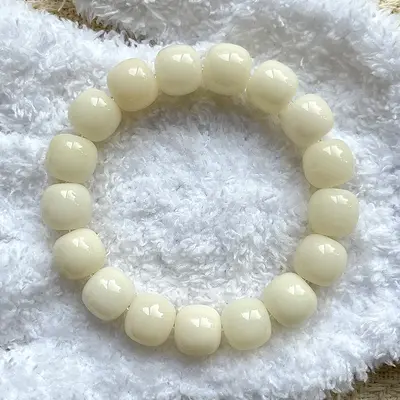 Doğal beyaz yeşim bodhi kökü bileklik, yüksek parlaklıkta bodhi boncuklar, yumuşak dokunuşlu, unisex bileklik, üreticiden doğrudan toptan satış. - 9
