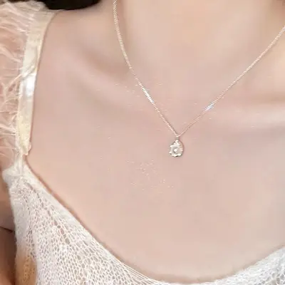 S999 Sterlingsilber Halskette Damen Zirkonia Schlüsselbein-Kette - 10