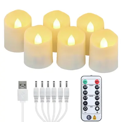 4*4.6cm Rechargeable LED Tea Light with Remote, Plastic Birthday Party Decor - 8