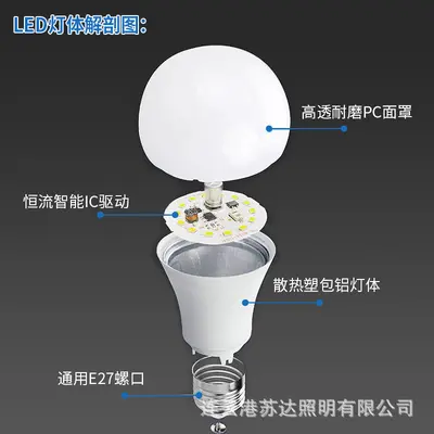 LED plastik kaplı alüminyum ampul A60 ev tipi ultra parlak E27 B22 vidalı duylu beyaz ışık sıcak ışık enerji tasarruflu ampul