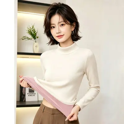 Women's Fleece-Lined Half High-Neck Base Layer Top - 9