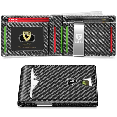 Men's Short Wallet with Money Clip and Card Holder