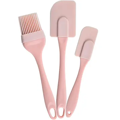 3-teiliges Silikonspachtel-Set, Spachtel-Ölpinsel-Set, hitzebeständiges Kuchen-Backwerkzeug-Set, Lagerbestand - 7