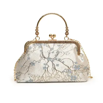 Embroidered Chinese Style Women's Handbag, Chain Flap Crossbody Bag - 9