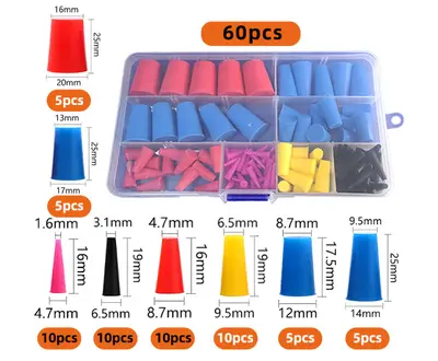 Silicone Plug Set, Conical, Colored, Hole Protection - 7