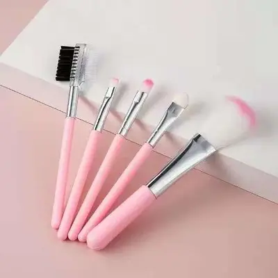Pembe 5 parçalı makyaj fırçası seti, göz farı fırçası, dudak fırçası, makyaj fırçası, beş parçalı fırça seti, güzellik kapatıcı allık