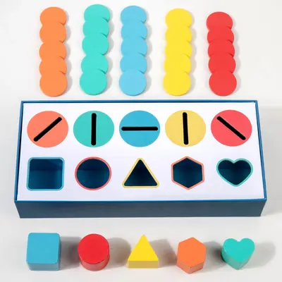 Montessori wooden color sorting box for children